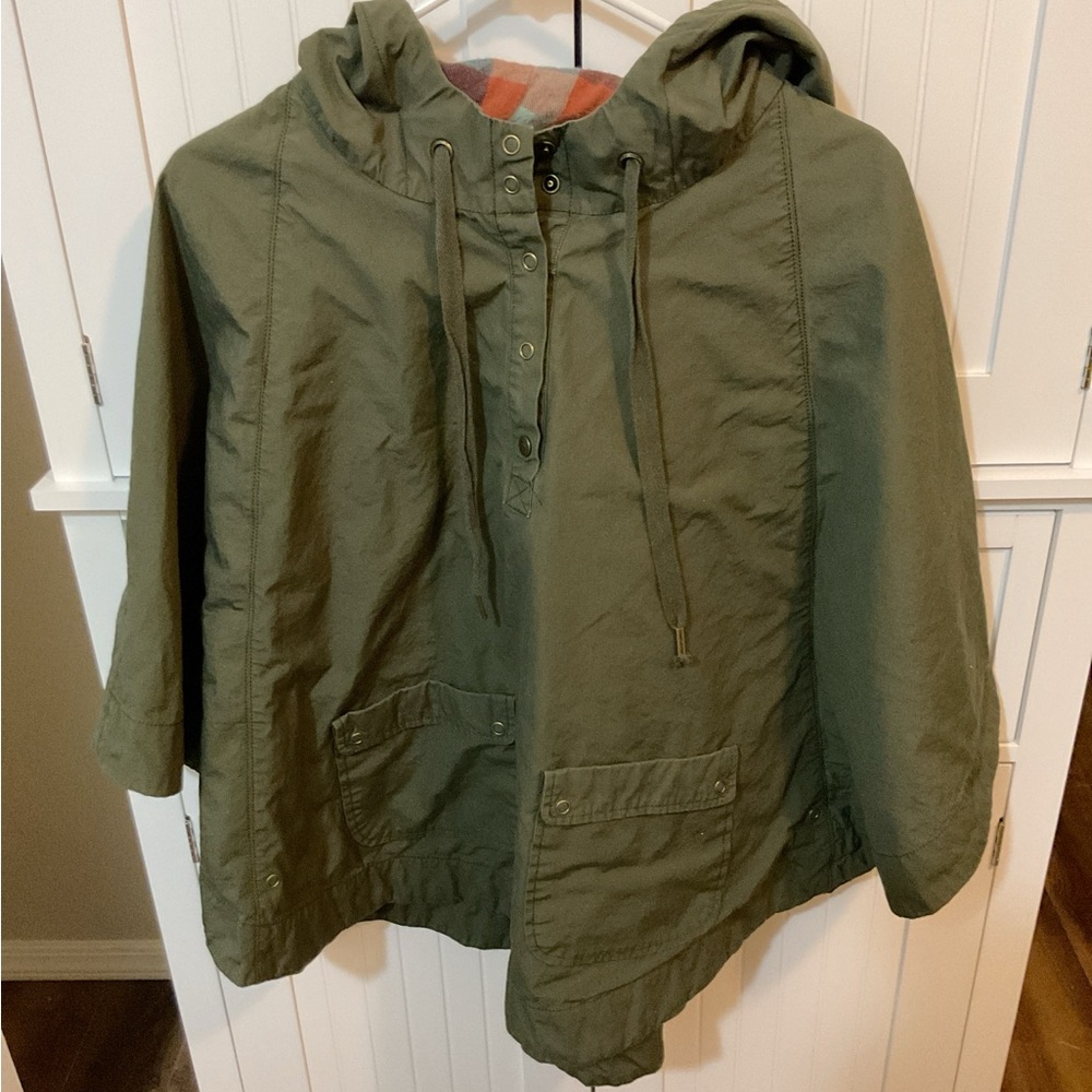 Quiksilver Gorpcore Olive Green Hooded Utility Poncho Jacket